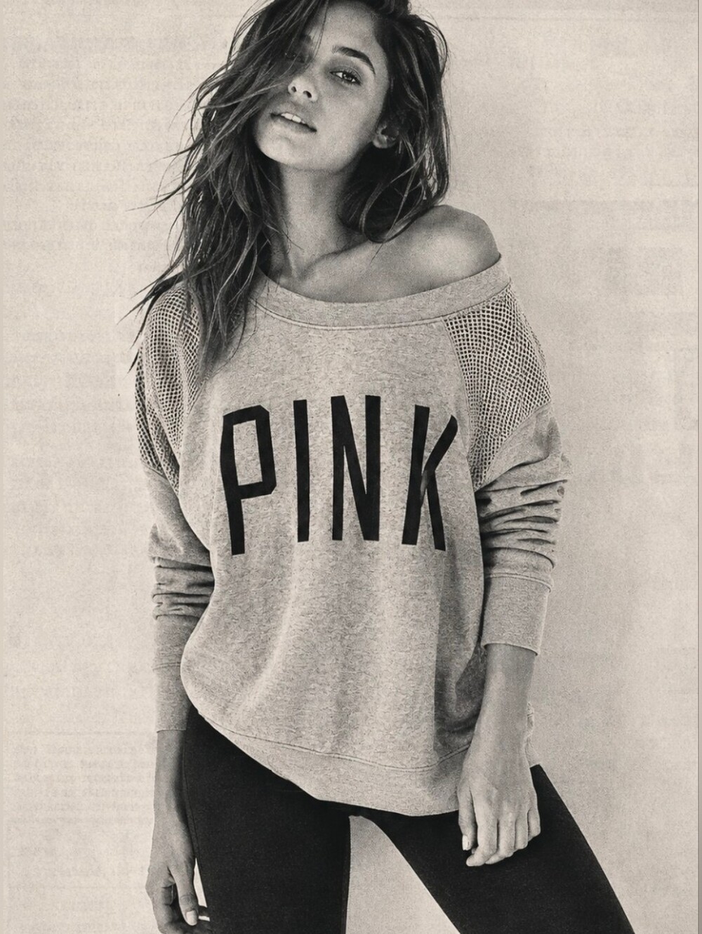 Victoria’s Secret Pink Archive Gray Mesh Panel Sweater Medium Rare Never Worn